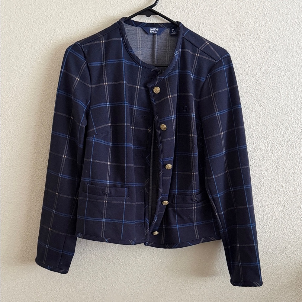 Chase bank Women's Blue Checkered Blazer